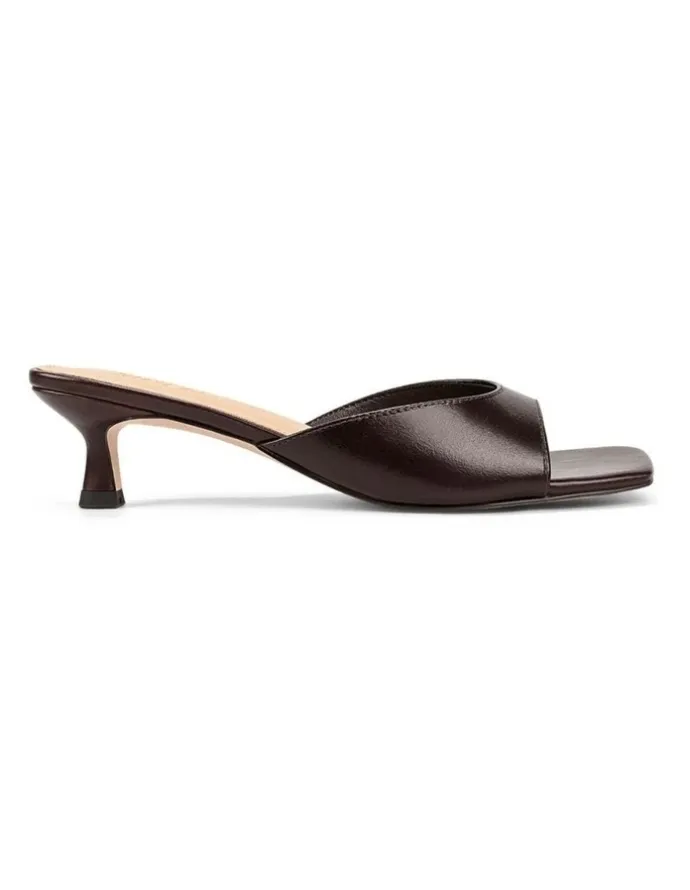 Siren Soleil Heeled Mules - Chocolate Brown Vintage Leather