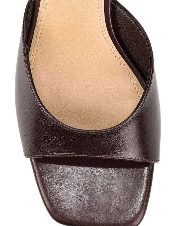 Siren Soleil Heeled Mules - Chocolate Brown Vintage Leather