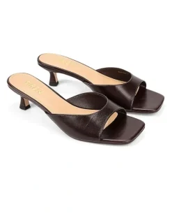 Siren Soleil Heeled Mules - Chocolate Brown Vintage Leather