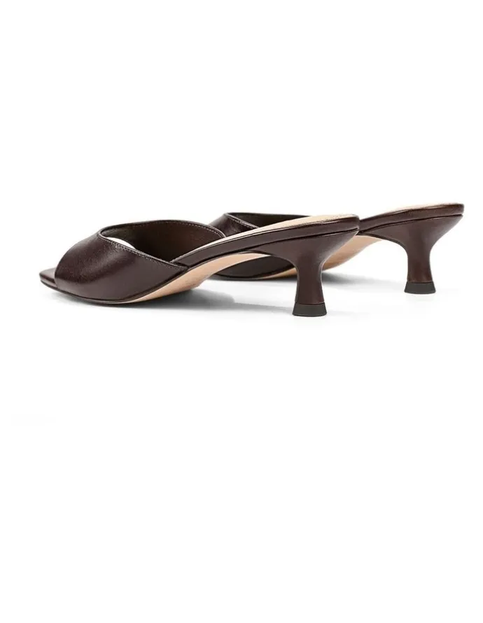 Siren Soleil Heeled Mules - Chocolate Brown Vintage Leather