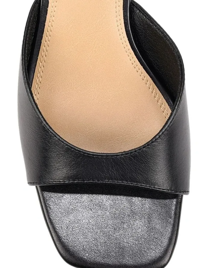 Siren Soleil Heeled Mules - Black Vintage Leather
