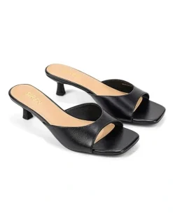 Siren Soleil Heeled Mules - Black Vintage Leather