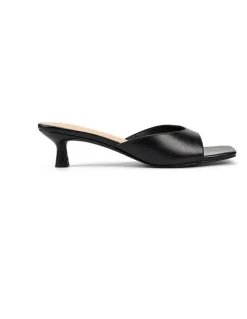 Siren Soleil Heeled Mules - Black Vintage Leather