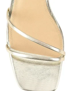 Siren Stacie Block Heel Sandals in Gold Metallic