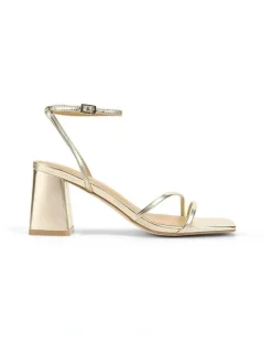 Siren Stacie Block Heel Sandals in Gold Metallic