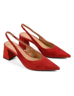 Siren Yankee Slingback Block Heel - Red Suede