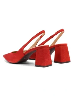 Siren Yankee Slingback Block Heel - Red Suede