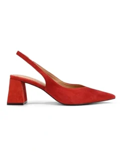 Siren Yankee Slingback Block Heel - Red Suede