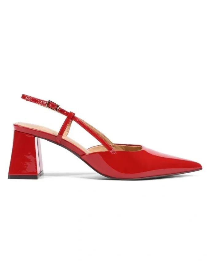 Siren Yasmine Slingback Heels - Red Patent Leather