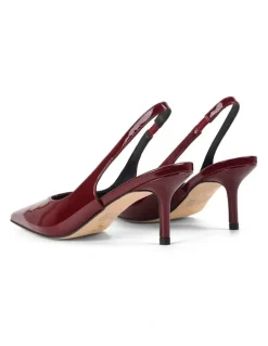 SIREN Yory Slingback Kitten Heels in Wine Patent