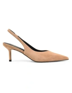 Siren Yory Slingback Kitten Heels - Camel Tan Suede
