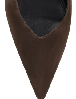 SIREN Yory Slingback Kitten Heels in Chocolate Brown Suede