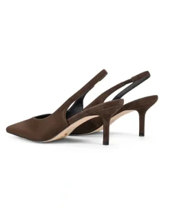 SIREN Yory Slingback Kitten Heels in Chocolate Brown Suede