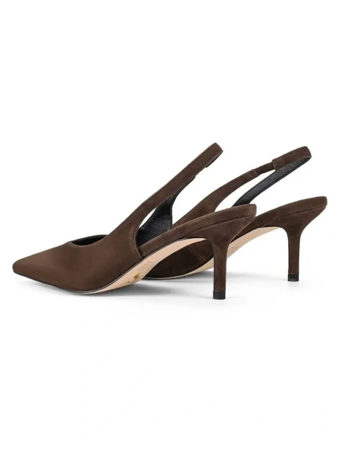 SIREN Yory Slingback Kitten Heels in Chocolate Brown Suede