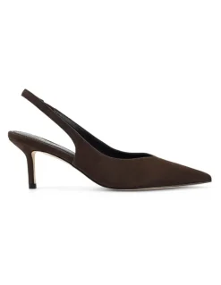 SIREN Yory Slingback Kitten Heels in Chocolate Brown Suede
