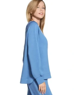 Skechers Cozy Luxe Crewneck Top in Blue