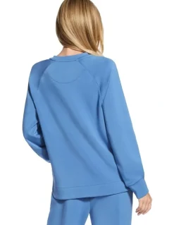 Skechers Cozy Luxe Crewneck Top in Blue