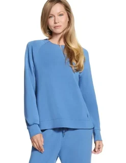 Skechers Cozy Luxe Crewneck Top in Blue