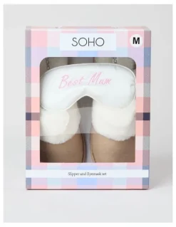 Soho Best Mum Gift Box with Slipper & Eye Mask in Beige