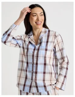 Soho Core Cotton Long Sleeve Long Pant Pyjama Set in Cabin Check Print