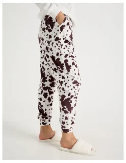 Soho Cosy Fleece Pyjama Set in Sleepy Cow Print