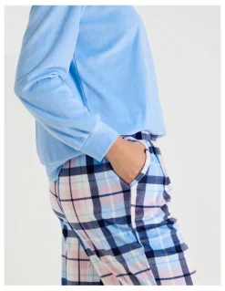 Soho Cosy Fleece Pyjama Set in Chocolate Heart Check Print