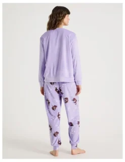 Soho Cosy Fleece Pyjama Set in Press Paws Print