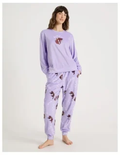 Soho Cosy Fleece Pyjama Set in Press Paws Print