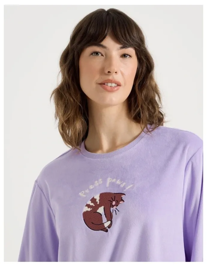 Soho Cosy Fleece Pyjama Set in Press Paws Print