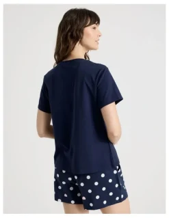 Soho Cotton Knit Short Sleeve T-shirt in Navy