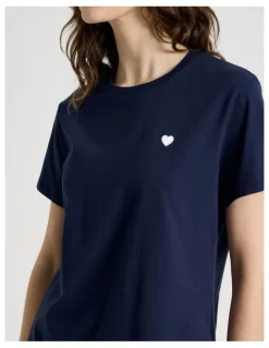 Soho Cotton Knit Short Sleeve T-shirt in Navy