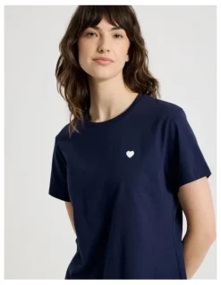 Soho Cotton Knit Short Sleeve T-shirt in Navy