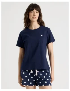 Soho Cotton Knit Short Sleeve T-shirt in Navy
