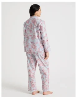 Soho Cotton Long Sleeve Long Pant Pyjama Set in Floral Stripe Print