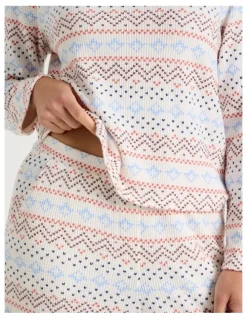 Soho Crew Neck Long Sleeve Pyjama Set in Winter Farisle Print