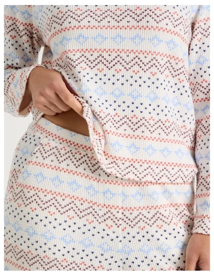 Soho Crew Neck Long Sleeve Pyjama Set in Winter Farisle Print