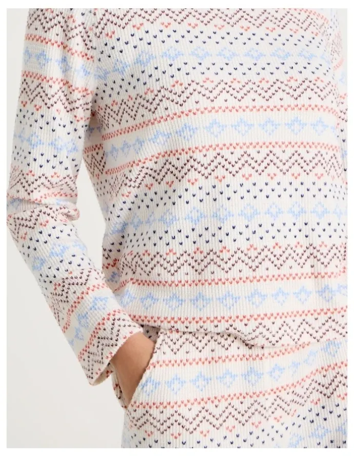 Soho Crew Neck Long Sleeve Pyjama Set in Winter Farisle Print