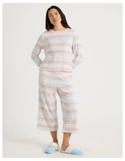 Soho Crew Neck Long Sleeve Pyjama Set in Winter Farisle Print