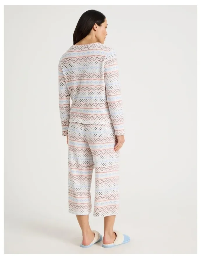 Soho Crew Neck Long Sleeve Pyjama Set in Winter Farisle Print