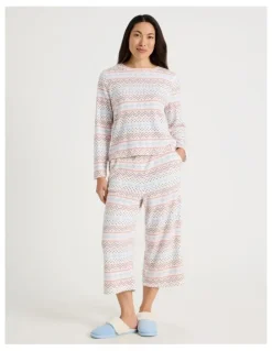 Soho Crew Neck Long Sleeve Pyjama Set in Winter Farisle Print