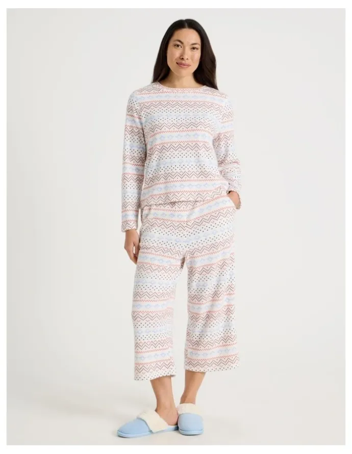 Soho Crew Neck Long Sleeve Pyjama Set in Winter Farisle Print