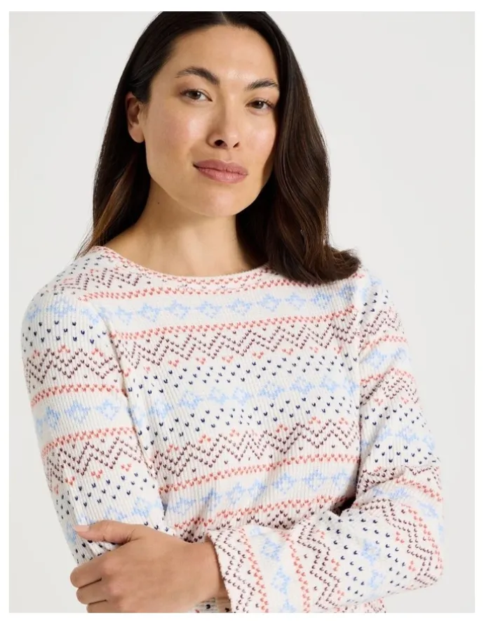 Soho Crew Neck Long Sleeve Pyjama Set in Winter Farisle Print