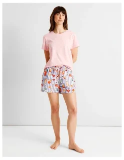 Soho Essentials Short Sleeve Short PJ Set in Summer Cocktails Print