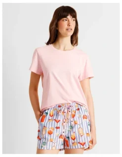 Soho Essentials Short Sleeve Short PJ Set in Summer Cocktails Print