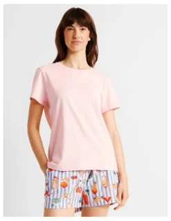 Soho Essentials Short Sleeve Short PJ Set in Summer Cocktails Print