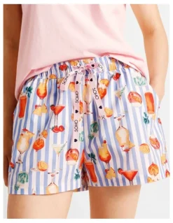Soho Essentials Short Sleeve Short PJ Set in Summer Cocktails Print