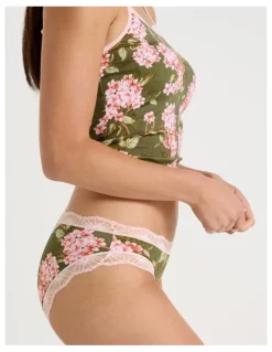 Soho Everyday Lace Bikini in Green Pink Hydrangea Print