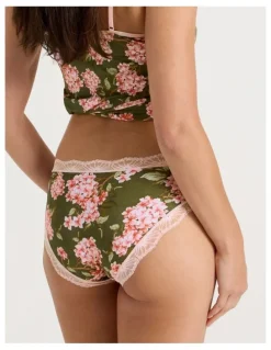 Soho Everyday Lace Bikini in Green Pink Hydrangea Print