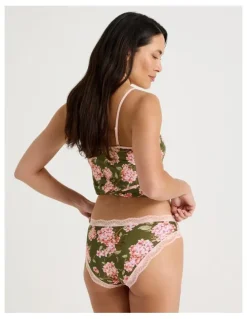 Soho Everyday Lace Bikini in Green Pink Hydrangea Print