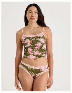Soho Everyday Lace Bikini in Green Pink Hydrangea Print